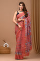 Traditional Indian Block Printed Assam Silk Saree With Blouse