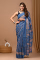 Traditional Indian Block Printed Assam Silk Saree With Blouse