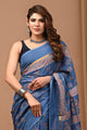 Traditional Indian Block Printed Assam Silk Saree With Blouse