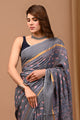 Traditional Indian Block Printed Assam Silk Saree With Blouse