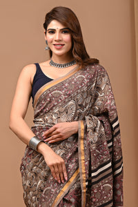 Traditional Indian Block Printed Assam Silk Saree With Blouse