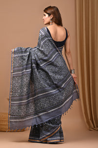 Traditional Indian Block Printed Assam Silk Saree With Blouse