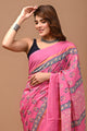 Traditional Indian Block Printed Assam Silk Saree With Blouse