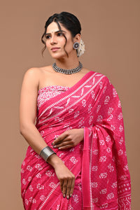 Printed Pure Cotton Mulmul Saree With Blouse