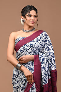 Printed Pure Cotton Mulmul Saree With Blouse