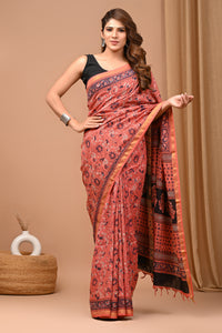 Exclusive Block Printed Assam Silk Saree