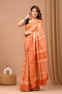 Exclusive Block Printed Assam Silk Saree