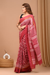 Exclusive Block Printed Assam Silk Saree