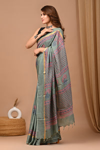 Crafts Moda Beautiful Block Printed Assam Silk Saree