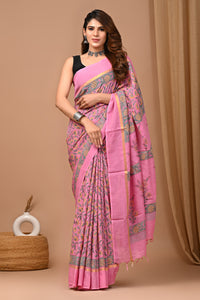 Crafts Moda Beautiful Block Printed Assam Silk Saree