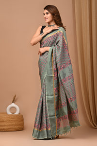 Crafts Moda Beautiful Block Printed Assam Silk Saree