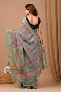 Crafts Moda Beautiful Block Printed Assam Silk Saree