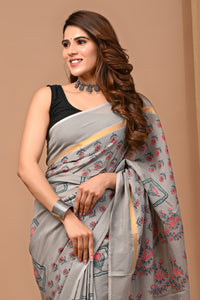 Crafts Moda Beautiful Block Printed Assam Silk Saree