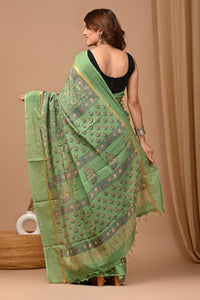 Crafts Moda Beautiful Block Printed Assam Silk Saree