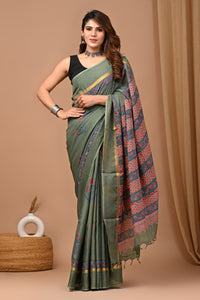 Crafts Moda Beautiful Block Printed Assam Silk Saree