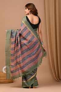 Crafts Moda Beautiful Block Printed Assam Silk Saree