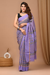 Crafts Moda Beautiful Block Printed Assam Silk Saree