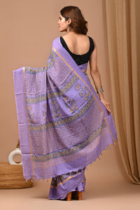 Crafts Moda Beautiful Block Printed Assam Silk Saree