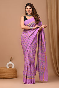 Crafts Moda Beautiful Block Printed Assam Silk Saree