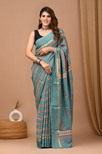 Crafts Moda Beautiful Block Printed Assam Silk Saree