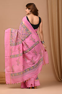 Crafts Moda Beautiful Block Printed Assam Silk Saree