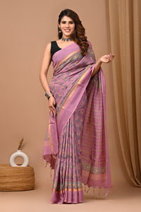 Crafts Moda Beautiful Block Printed Assam Silk Saree