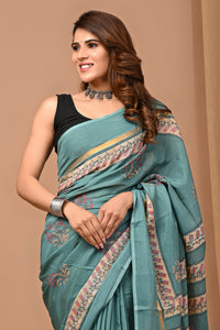 Crafts Moda Beautiful Block Printed Assam Silk Saree