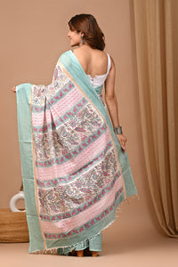 Crafts Moda Beautiful Block Printed Assam Silk Saree