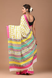 Exclusive Printed Pure Cotton Mulmul Saree With Blouse