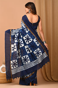 Hand Block Printed Pure Assam Silk Saree