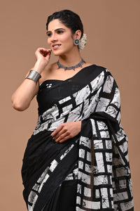 Printed Pure Cotton Mulmul Saree With Blouse