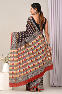 Premium Block Printed Pure Assam Silk Saree