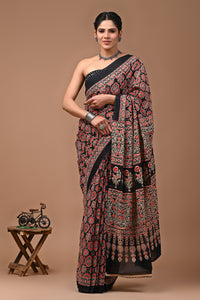 Printed Pure Cotton Mulmul Saree With Blouse