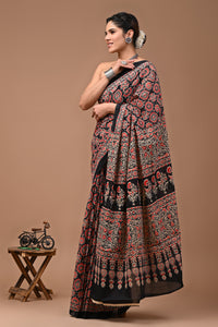 Printed Pure Cotton Mulmul Saree With Blouse