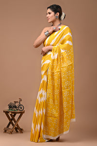 Printed Pure Cotton Mulmul Saree With Blouse