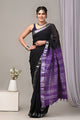 Hand Block Printed Linen Saree With Unstitched Blouse