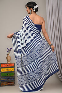 Printed Pure Cotton Mulmul Saree With Blouse