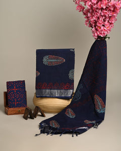 Hand Block Printed Cotton Linen Suits With Linen Dupatta CMSUT09PR0070