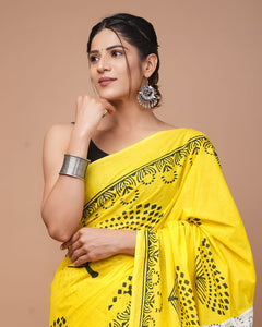 Printed Pure Cotton Mulmul Saree With Blouse