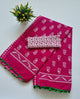 Printed Pure Cotton Mulmul Saree With PomPom Lace