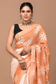 Block Printed Cotton linen Saree With Unstiched Blouse