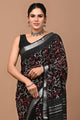 Block Printed Cotton linen Saree With Unstiched Blouse