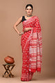 Block Printed Cotton linen Saree With Unstiched Blouse