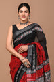 Block Printed Cotton linen Saree With Unstiched Blouse