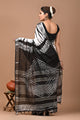 Block Printed Cotton linen Saree With Unstiched Blouse