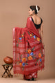 Block Printed Cotton linen Saree With Unstiched Blouse