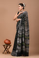 Block Printed Cotton linen Saree With Unstiched Blouse