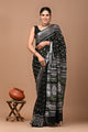 Block Printed Cotton linen Saree With Unstiched Blouse