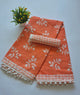 Printed Pure Cotton Mulmul Saree With PomPom Lace