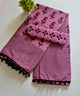 Printed Pure Cotton Mulmul Saree With PomPom Lace